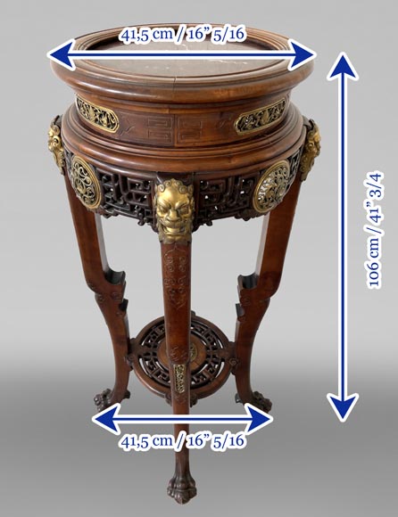 L’Escalier de Cristal – Japoniste guéridon in exotic wood and gilt bronze-9