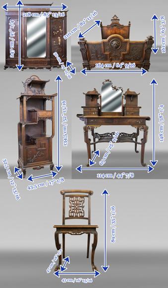 Gabriel VIARDOT, Japanese-style bedroom furniture set-24