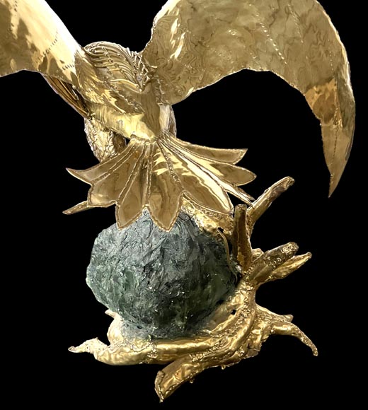 Richard Faure & Isabelle Faure (attributed to) Modern Eagle Lamp in Metal and Amethyst-9