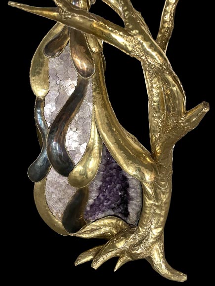 Jacques Duval-Brasseur (attributed to) Modern Parrot Lamp in Metal and Amethyst-4