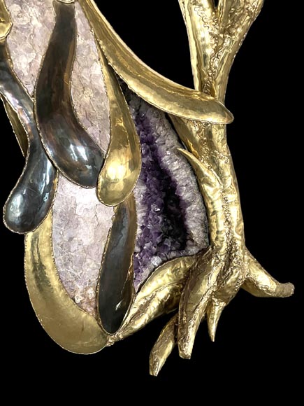 Jacques Duval-Brasseur (attributed to) Modern Parrot Lamp in Metal and Amethyst-12
