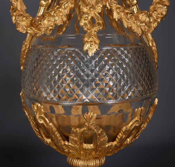 Pair of Louis XVI style crystal and gilt bronze vases-8