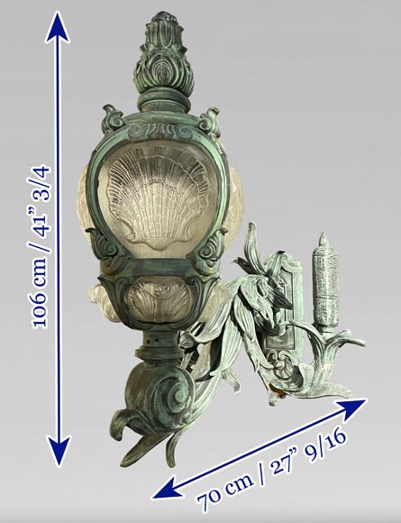 Three pairs of cast iron sconces, after models of the Alexandre III bridge-8