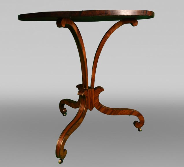 A pedestal table with a very rare enamel decoration from the Rubelles faience factory-7