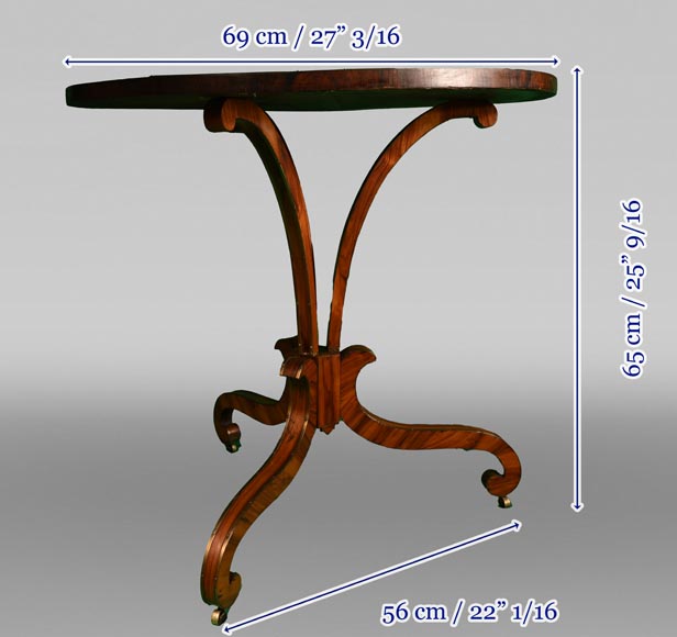 A pedestal table with a very rare enamel decoration from the Rubelles faience factory-11