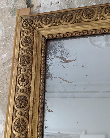 Large gilded Louis XVI style overmantel with rosette motif-2