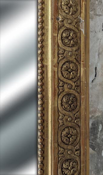 Large gilded Louis XVI style overmantel with rosette motif-6