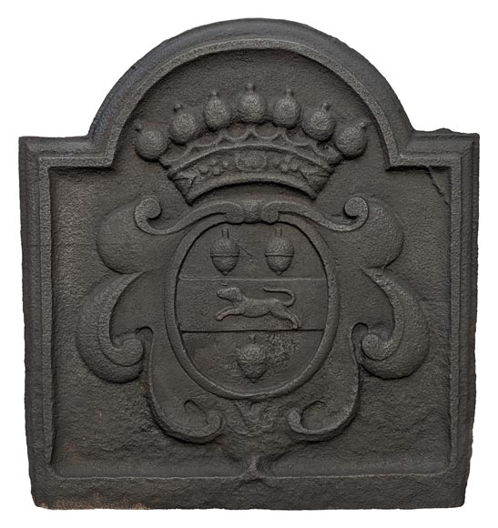 17th century fireback with the coat of arms of Jérôme de La Chasseigne-0
