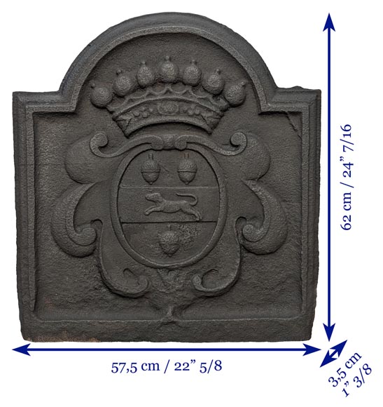 17th century fireback with the coat of arms of Jérôme de La Chasseigne-7