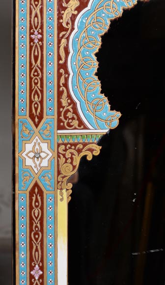 Mirror with polychrome enamel decoration of Nasrid inspiration signed and dated 1886-7