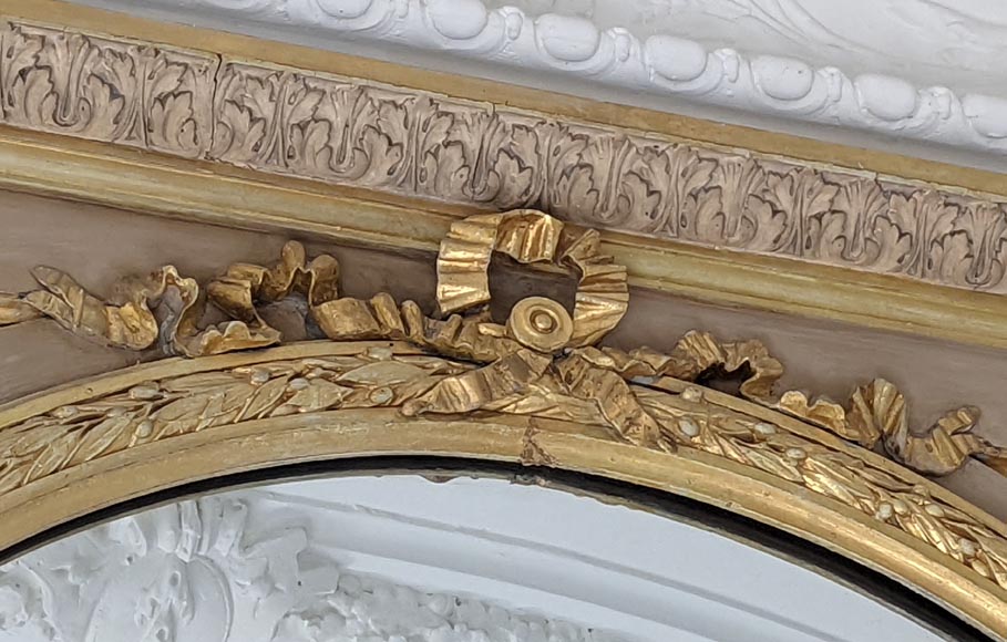 Large Louis XVI style overmantel with rosette-2