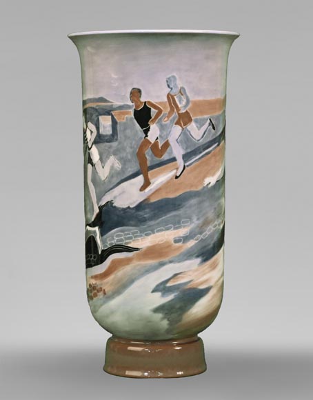 Sèvres and K. LIEVEN - Pair of porcelain vases decorated with runners-4