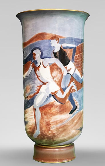 Sèvres and K. LIEVEN - Pair of porcelain vases decorated with runners-6