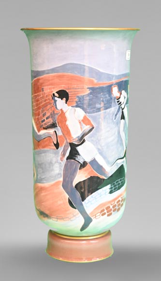 Sèvres and K. LIEVEN - Pair of porcelain vases decorated with runners-7