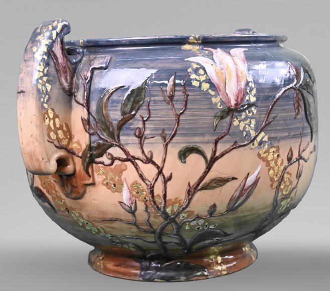 Emile GALLÉ, important vase with floral decoration - Ceramic