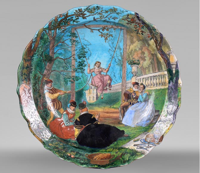 Bucolic scene with escarpolette, a decorative fantasy by Théodore DECK and Eugène GLUCK-0