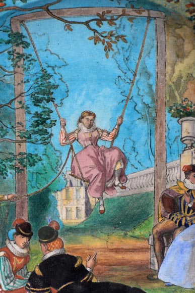 Bucolic scene with escarpolette, a decorative fantasy by Théodore DECK and Eugène GLUCK-1