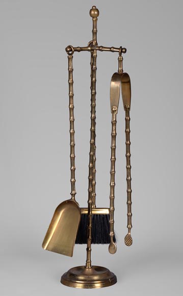 Modern brass mantelpiece tool set-0