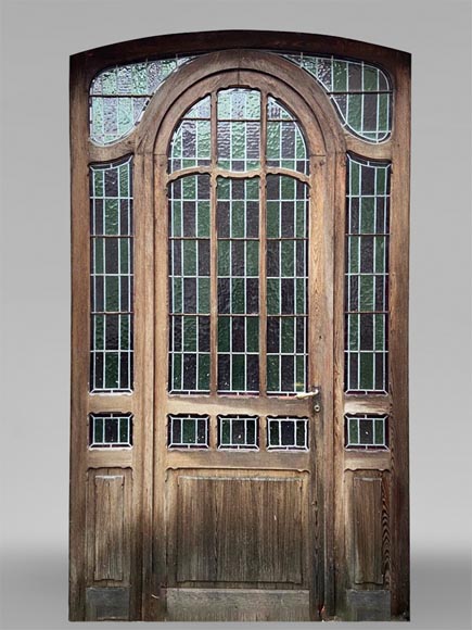 Entrance door and its stained glass surround-0