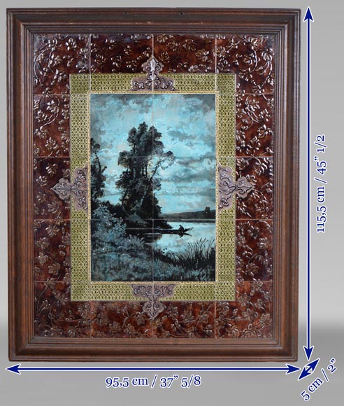 Glazed Earthenware Wall Panel with Nocturnal Landscape Glazed Earthenware Wall Panel with Nocturnal Landscape-8