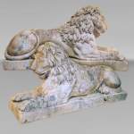 Pair of terracotta lion statues, 18th century