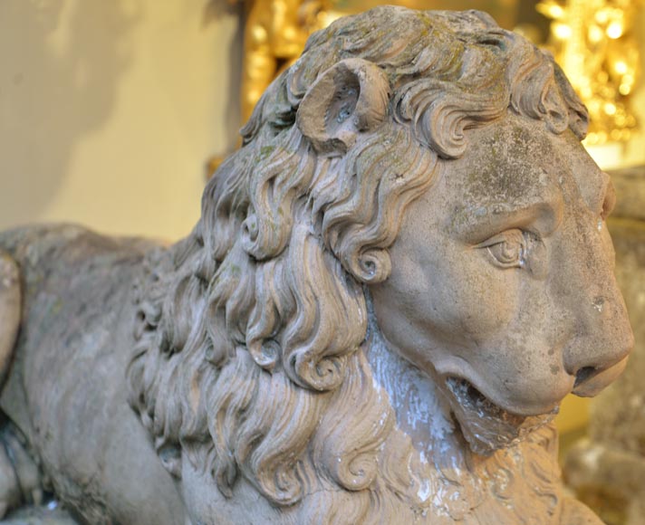 Pair of terracotta lion statues, 18th century-2