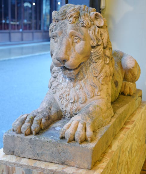 Pair of terracotta lion statues, 18th century-5