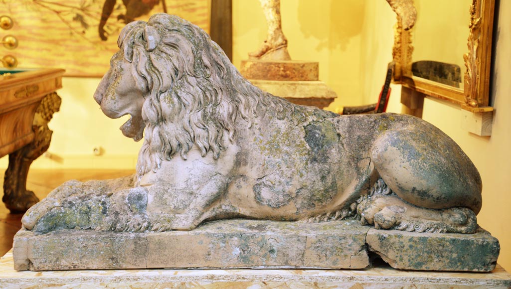 Pair of terracotta lion statues, 18th century-9