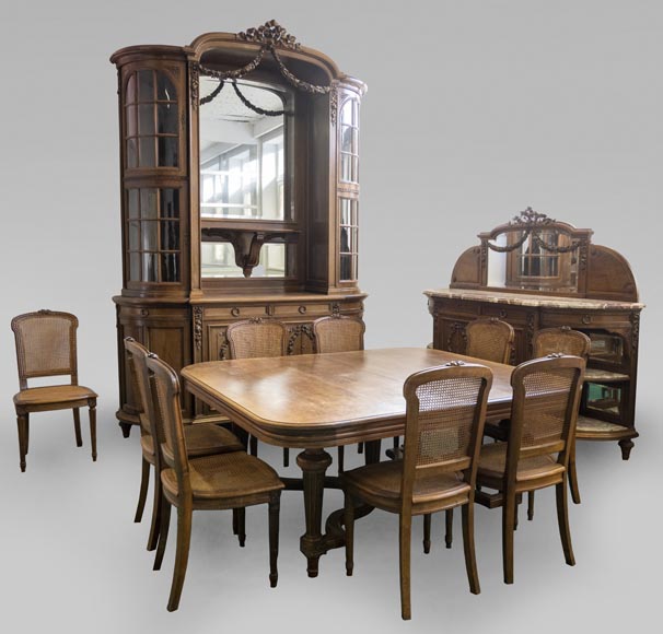 Louis XVI style dining room carved in walnut wood-0
