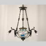 JULES VIEILLARD AND CO (Attributed to) : Chandelier with suspended earthenware center