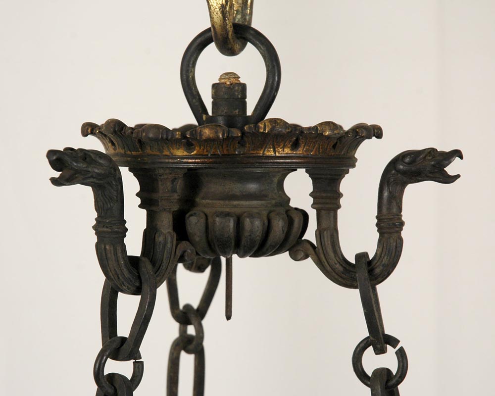 JULES VIEILLARD AND CO (Attributed to) : Chandelier with suspended earthenware center-1