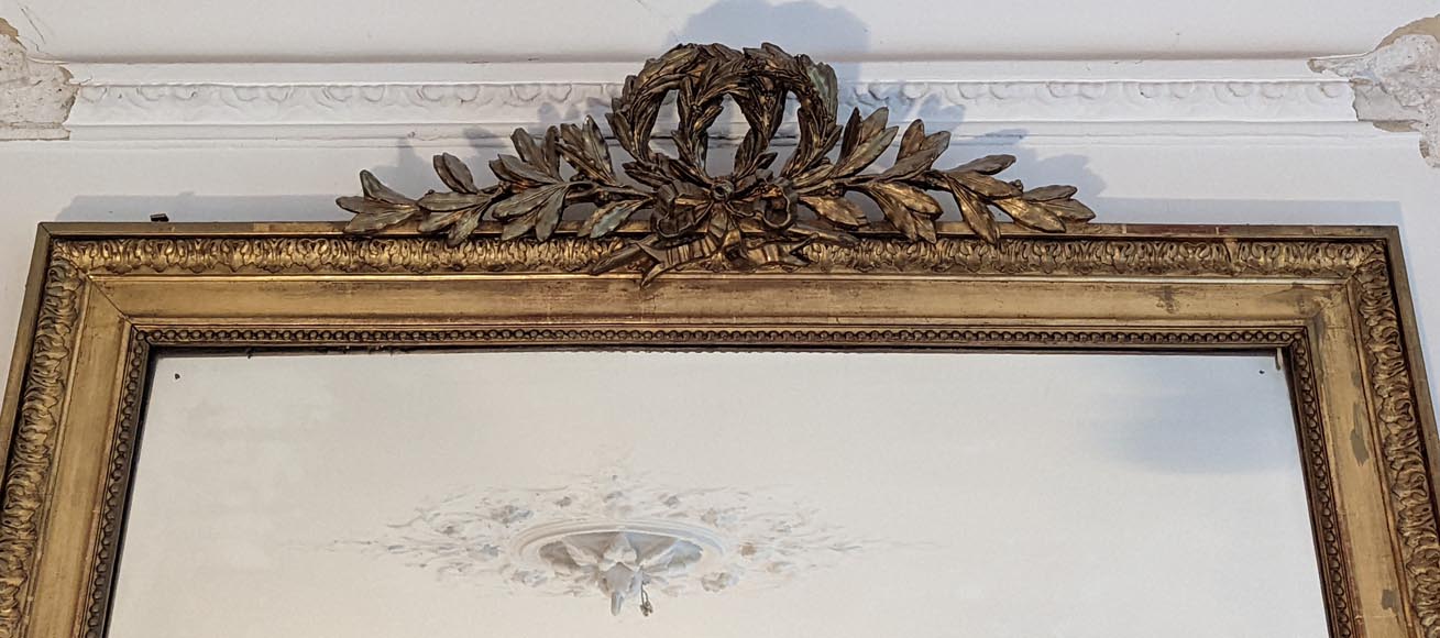 Louis XVI-style gilded trumeau with double laurel wreath-1