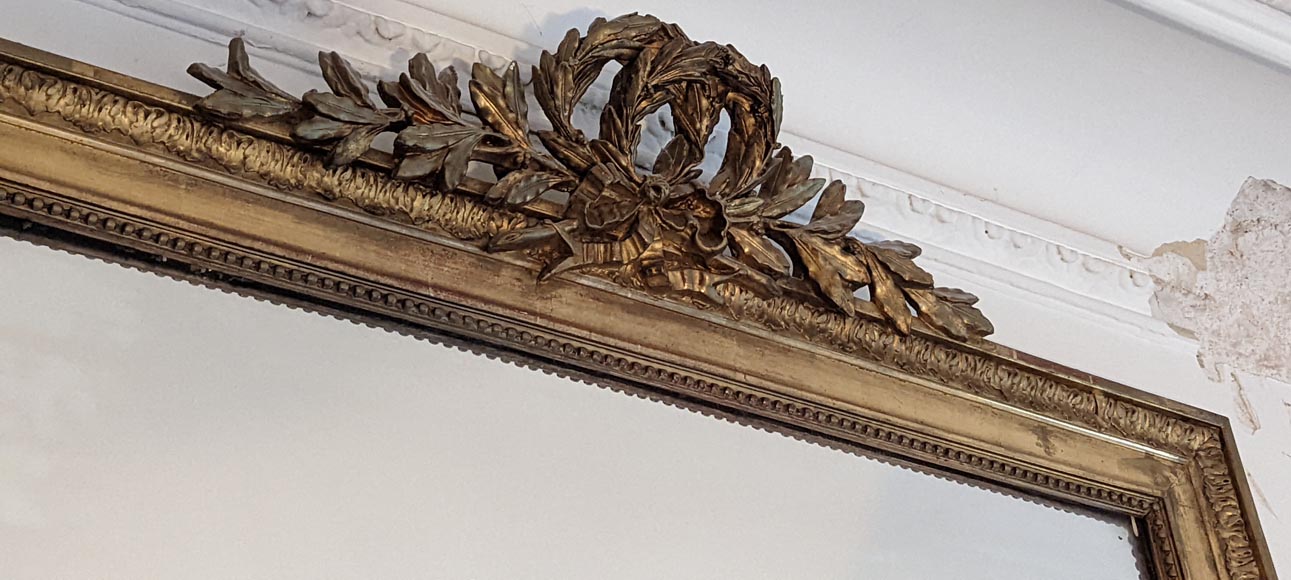 Louis XVI-style gilded trumeau with double laurel wreath-2