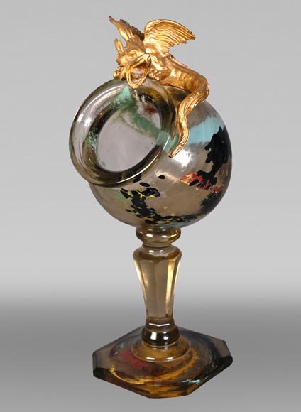 ESCALIER DE CRISTAL, François-Eugène ROUSSEAU & Ernest LÉVEILLÉ, Japanese-style polychrome glass vase with a gilt bronze dragon mount ESCALIER DE CRISTAL, François-Eugène ROUSSEAU & Ernest LÉVEILLÉ, Japanese-style polychrome glass vase with a gilt bronze dragon mount-0