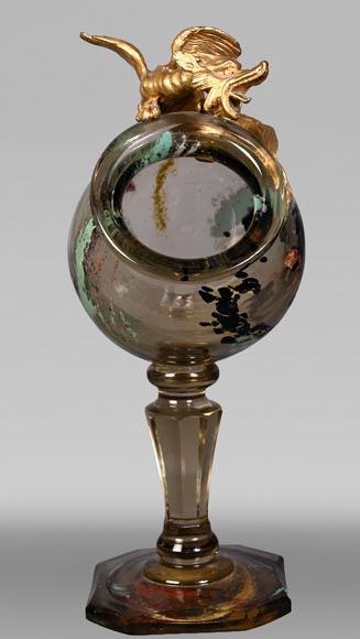 ESCALIER DE CRISTAL, François-Eugène ROUSSEAU & Ernest LÉVEILLÉ, Japanese-style polychrome glass vase with a gilt bronze dragon mount ESCALIER DE CRISTAL, François-Eugène ROUSSEAU & Ernest LÉVEILLÉ, Japanese-style polychrome glass vase with a gilt bronze dragon mount-1