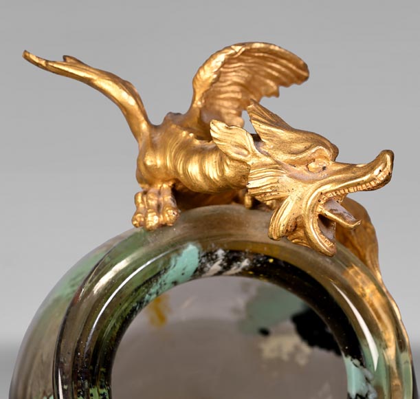 ESCALIER DE CRISTAL, François-Eugène ROUSSEAU & Ernest LÉVEILLÉ, Japanese-style polychrome glass vase with a gilt bronze dragon mount ESCALIER DE CRISTAL, François-Eugène ROUSSEAU & Ernest LÉVEILLÉ, Japanese-style polychrome glass vase with a gilt bronze dragon mount-2