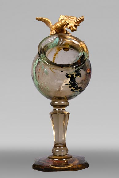 ESCALIER DE CRISTAL, François-Eugène ROUSSEAU & Ernest LÉVEILLÉ, Japanese-style polychrome glass vase with a gilt bronze dragon mount ESCALIER DE CRISTAL, François-Eugène ROUSSEAU & Ernest LÉVEILLÉ, Japanese-style polychrome glass vase with a gilt bronze dragon mount-4