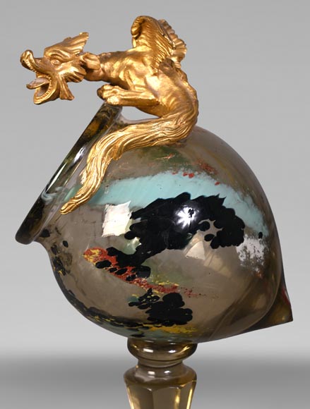 ESCALIER DE CRISTAL, François-Eugène ROUSSEAU & Ernest LÉVEILLÉ, Japanese-style polychrome glass vase with a gilt bronze dragon mount ESCALIER DE CRISTAL, François-Eugène ROUSSEAU & Ernest LÉVEILLÉ, Japanese-style polychrome glass vase with a gilt bronze dragon mount-6