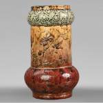 Flowers and golden spangles, an exceptional ceramic vase by Emile GALLÉ