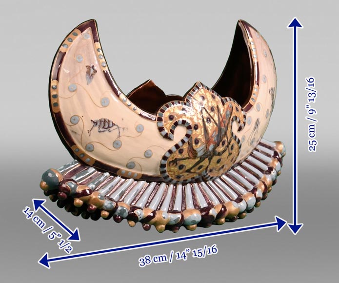 A precious Egyptian ship, a rare earthenware piece by Emile GALLÉ-10