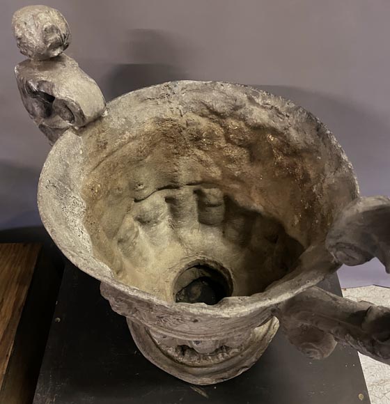 Vase en plomb de style baroque anglais, Fonderie Bulbeck, XIXe siècle