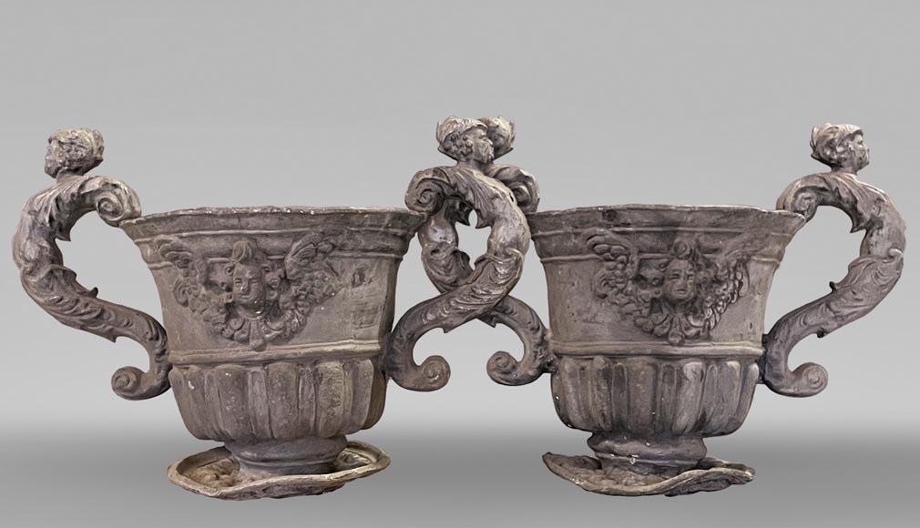 English Baroque lead urn, Bulbeck Foundry, 19th century-0