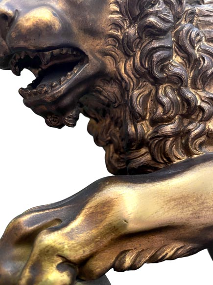Empire Style Lion Mantel Clock in Black Marble and Ormolu Empire Style Lion Mantel Clock in Black Marble and Ormolu-3
