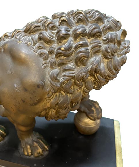 Empire Style Lion Mantel Clock in Black Marble and Ormolu Empire Style Lion Mantel Clock in Black Marble and Ormolu-4
