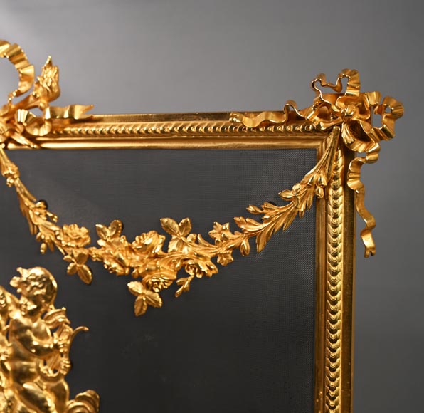 Napoleon III style gilt bronze fire screen-3