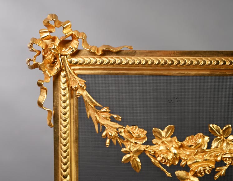 Napoleon III style gilt bronze fire screen-7
