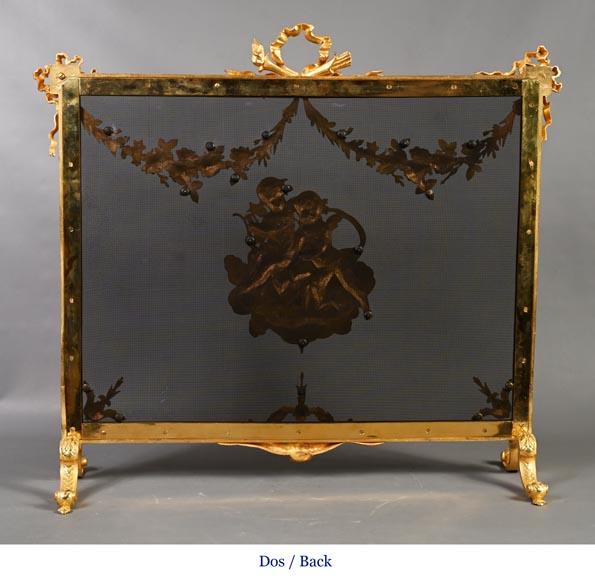 Napoleon III style gilt bronze fire screen-8