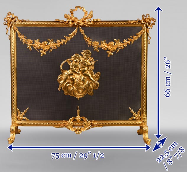Napoleon III style gilt bronze fire screen-9