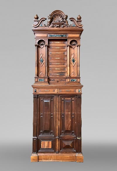 Neo-Renaissance ceremonial cabinet, Napoléon III period, carved
