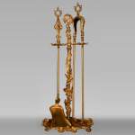 Napoleon III style gilded bronze mantelpiece tool set